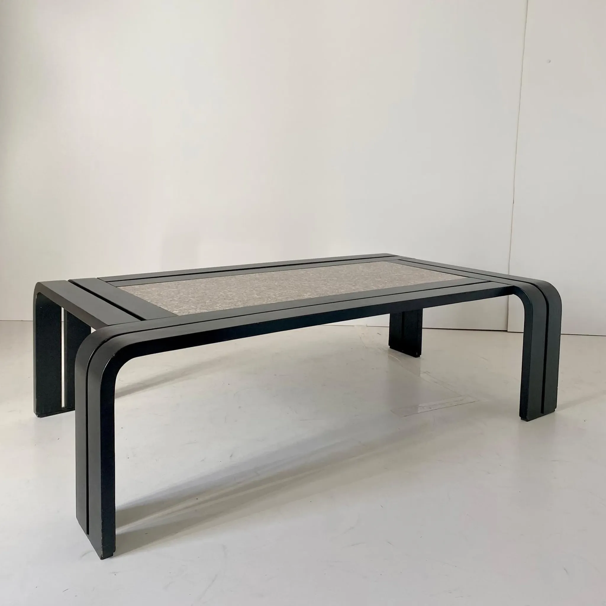 Italian Modern Sculptural Coffee Table with Granite Top & Bentwood Frame,