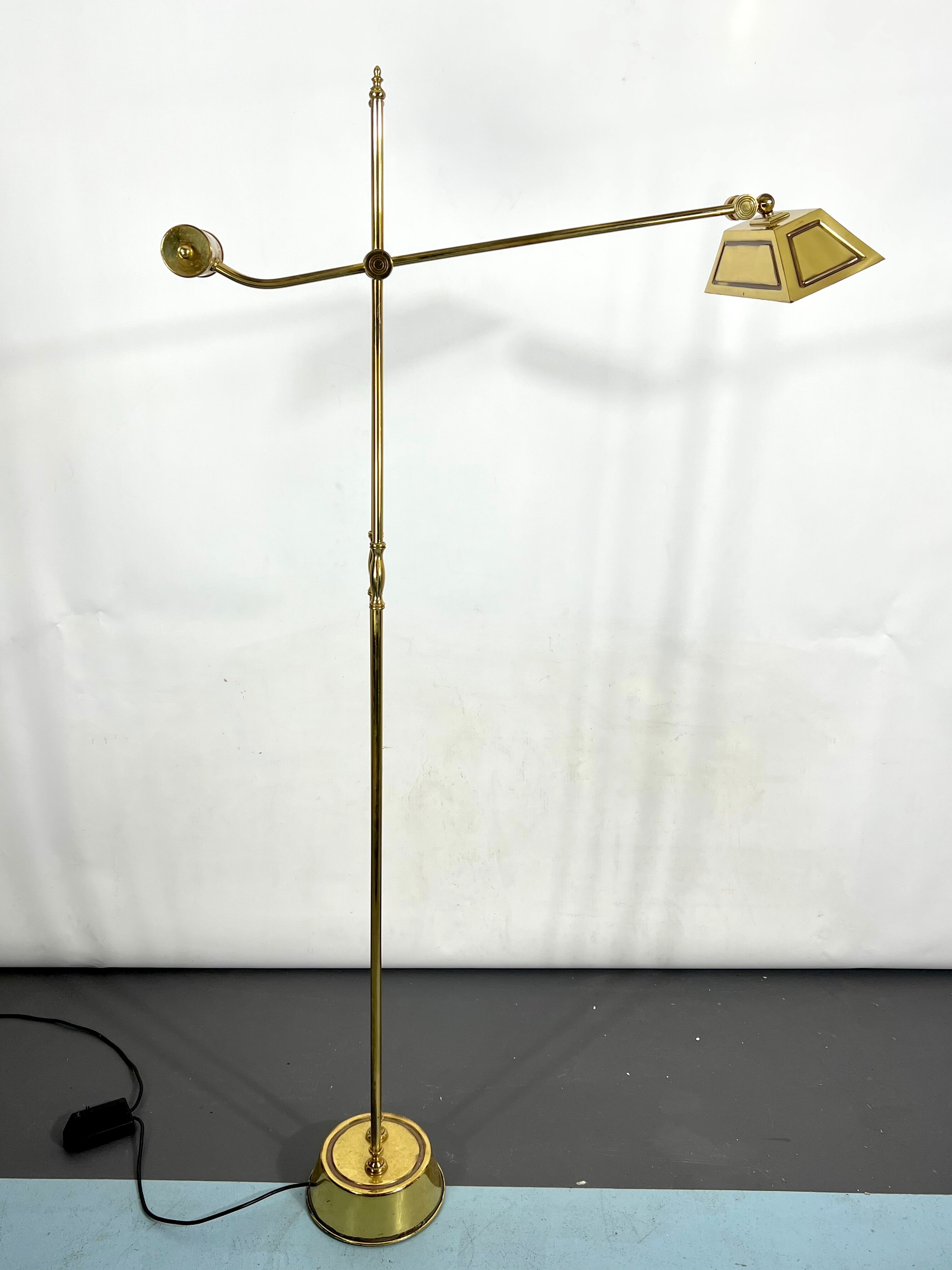 Vintage adjustable Italian solid brass floor lamp from 70s