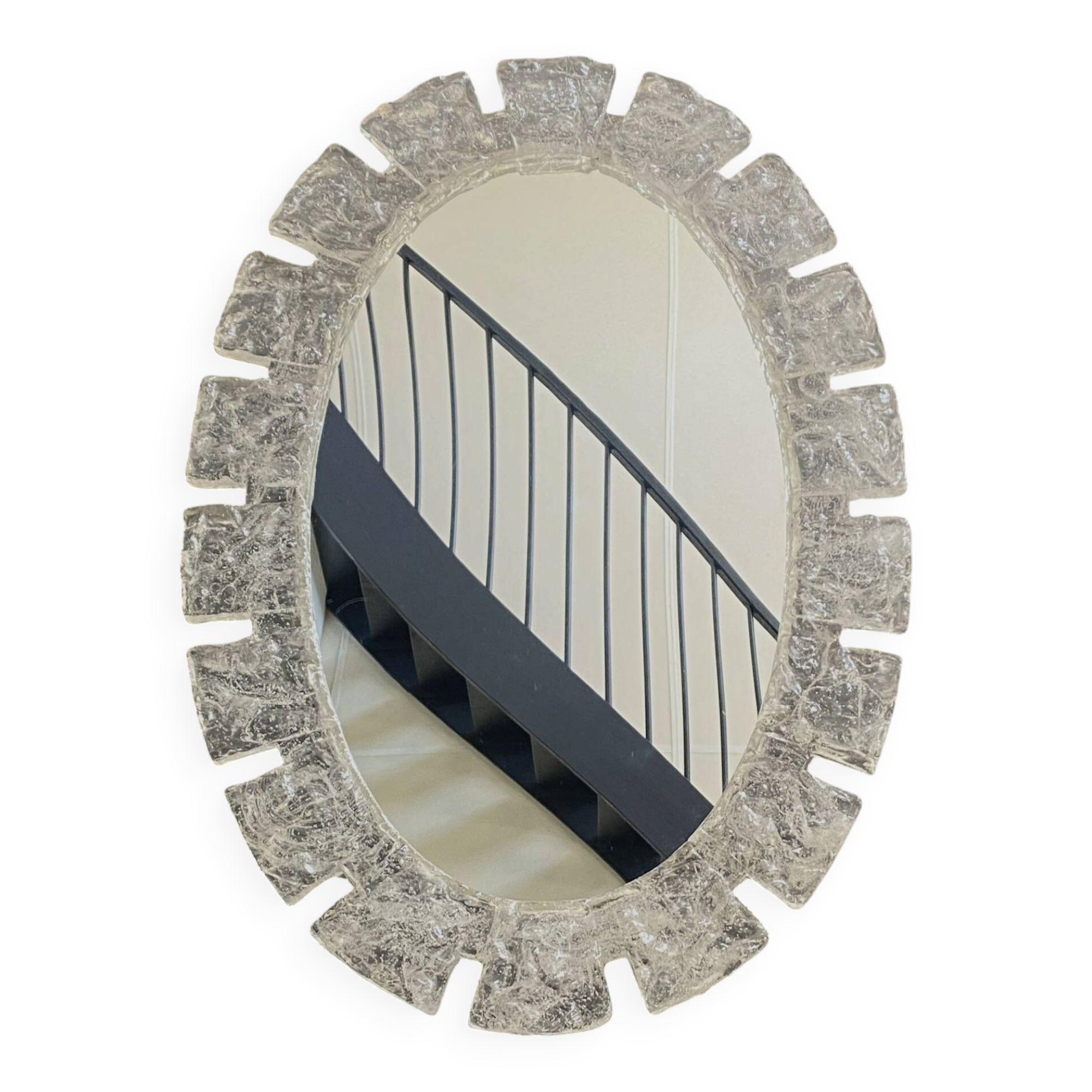 Large Oval Ice mirror by Egon Hillebrand 1970s