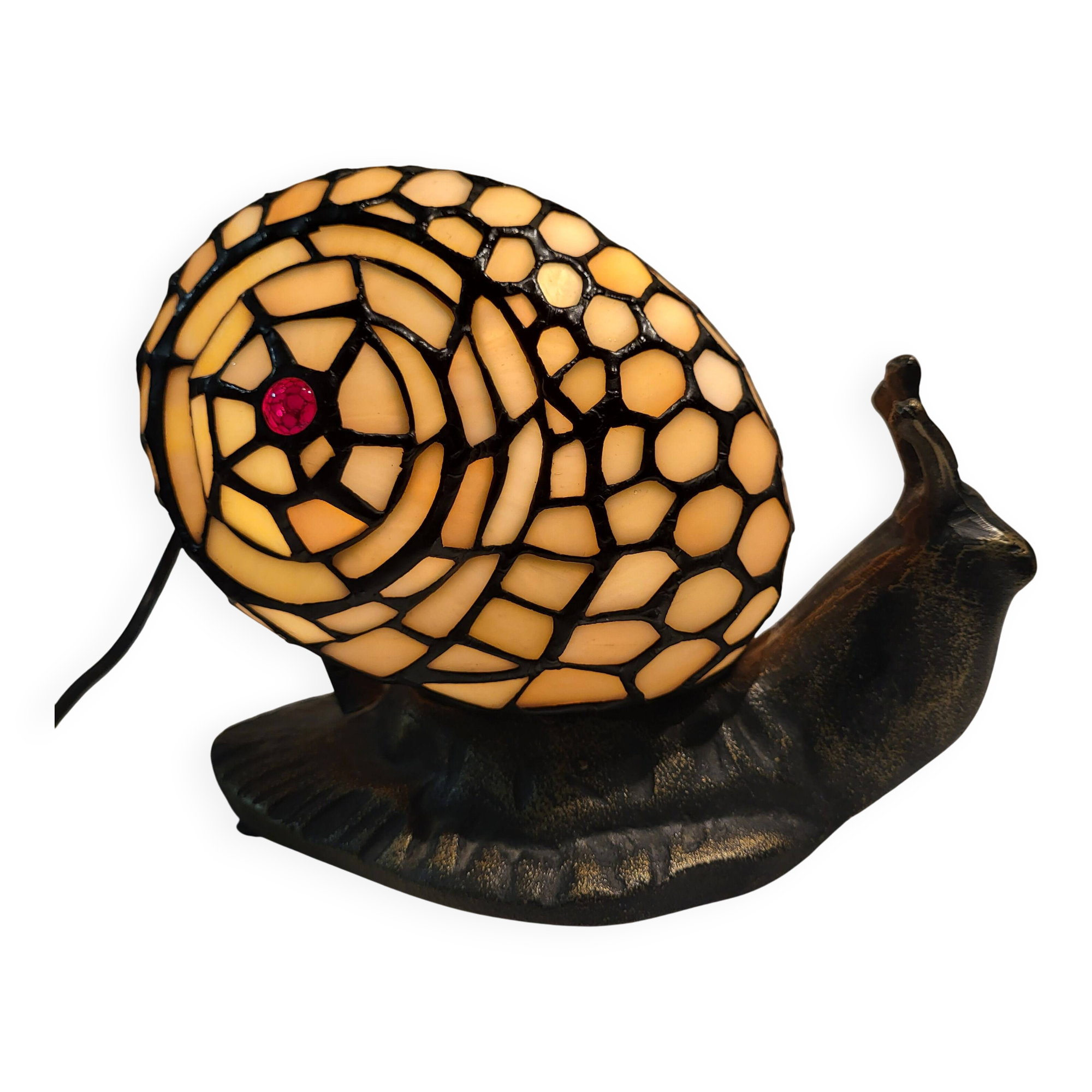 Lampe escargot en vitrail, style Tiffany, Honsel leuchten