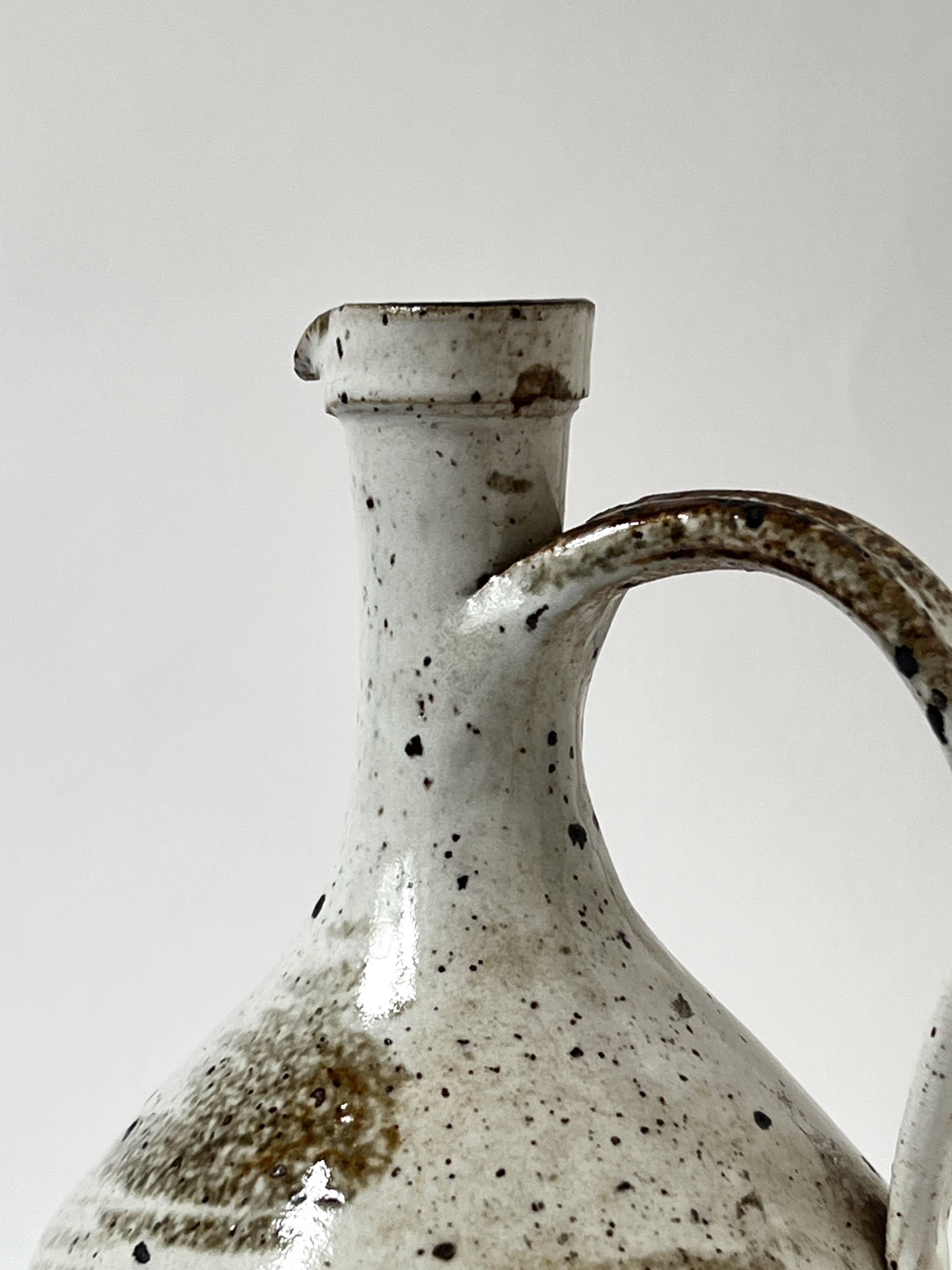 Large enamelled stoneware jug signed Albert Breton, FR Vézelay.