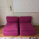 Vintage strafor armchair pair (1995) – raspberry fabric
