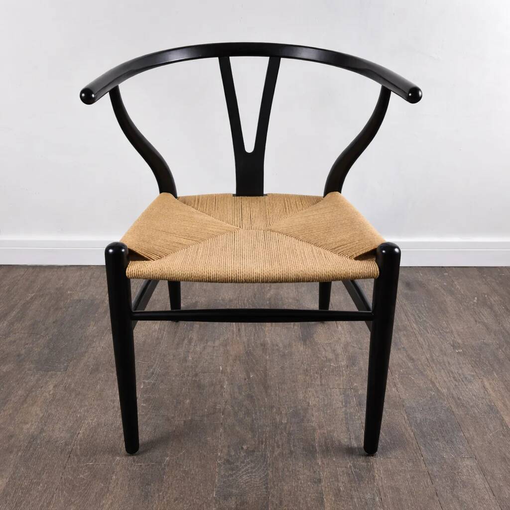 Oak lacquered chair with cord, model CH-24 "Wishbone" by Hans J. Wegner for Carl Hansen & Søn, Denmark, 1960