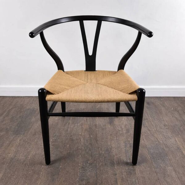 Chaise en chêne laqué avec cordon, modèle CH-24 ''Wishbone'' par Hans J. Wegner pour Carl Hansen & Søn, Danemark, 1960