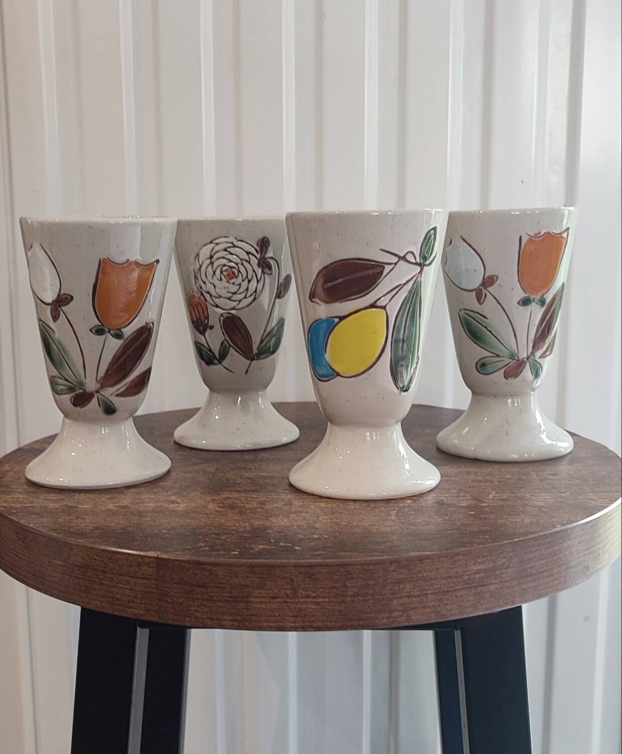 Mazagrans Mugs X 4 in glazed stoneware from the 70s