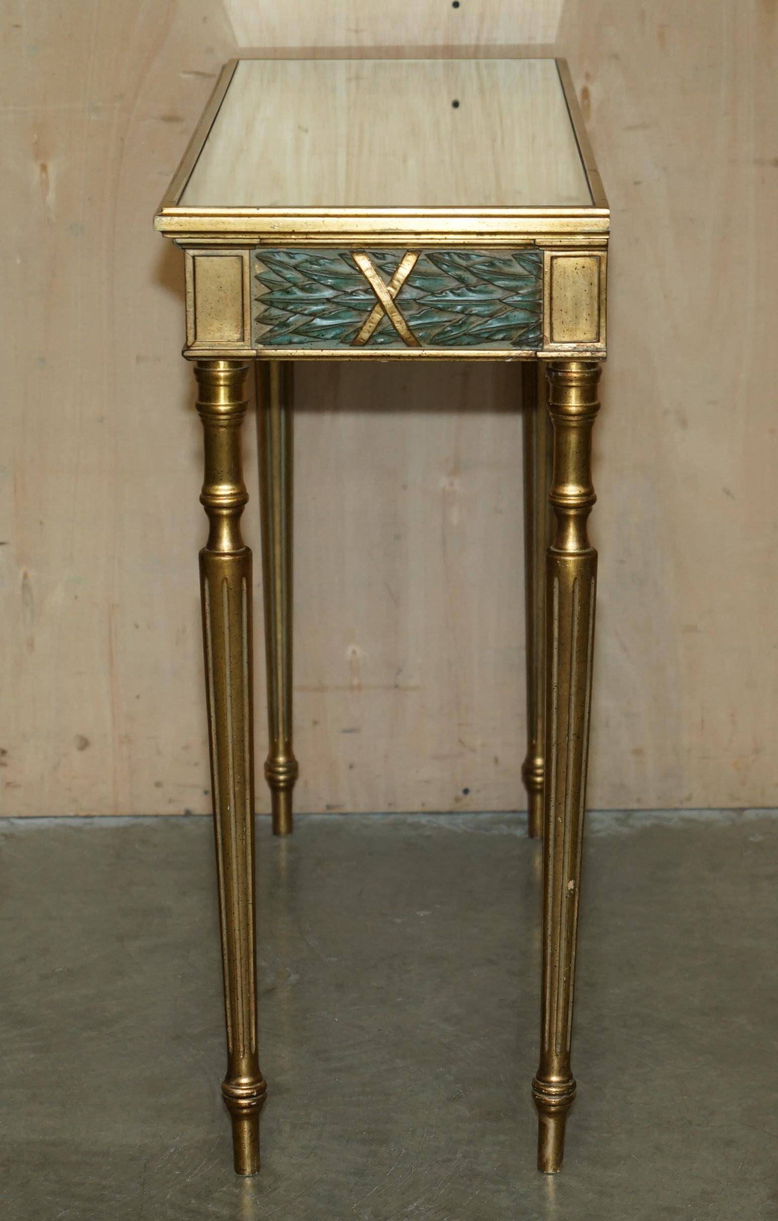 Italian vintage console with a glass mirror top.