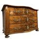Curved chest of drawers from the Louis XIV - Louis XV period in burr walnut and gilded bronze