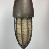 Patinated rustic copper and steel floor lamp with lantern, Indonesia 1980s