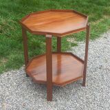 Art Deco folding side table in mahogany with double top marquetry.