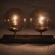 1970s Space Age Amber Glass Double Wall Lamp, Kamenický Šenov