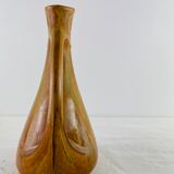 Vase soliflore in old stoneware flamed caramel color and honey of the Manufacture Denbac (signed and