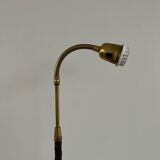 Danish Mid-Century Leather and Brass Adjustable Floor Lamp