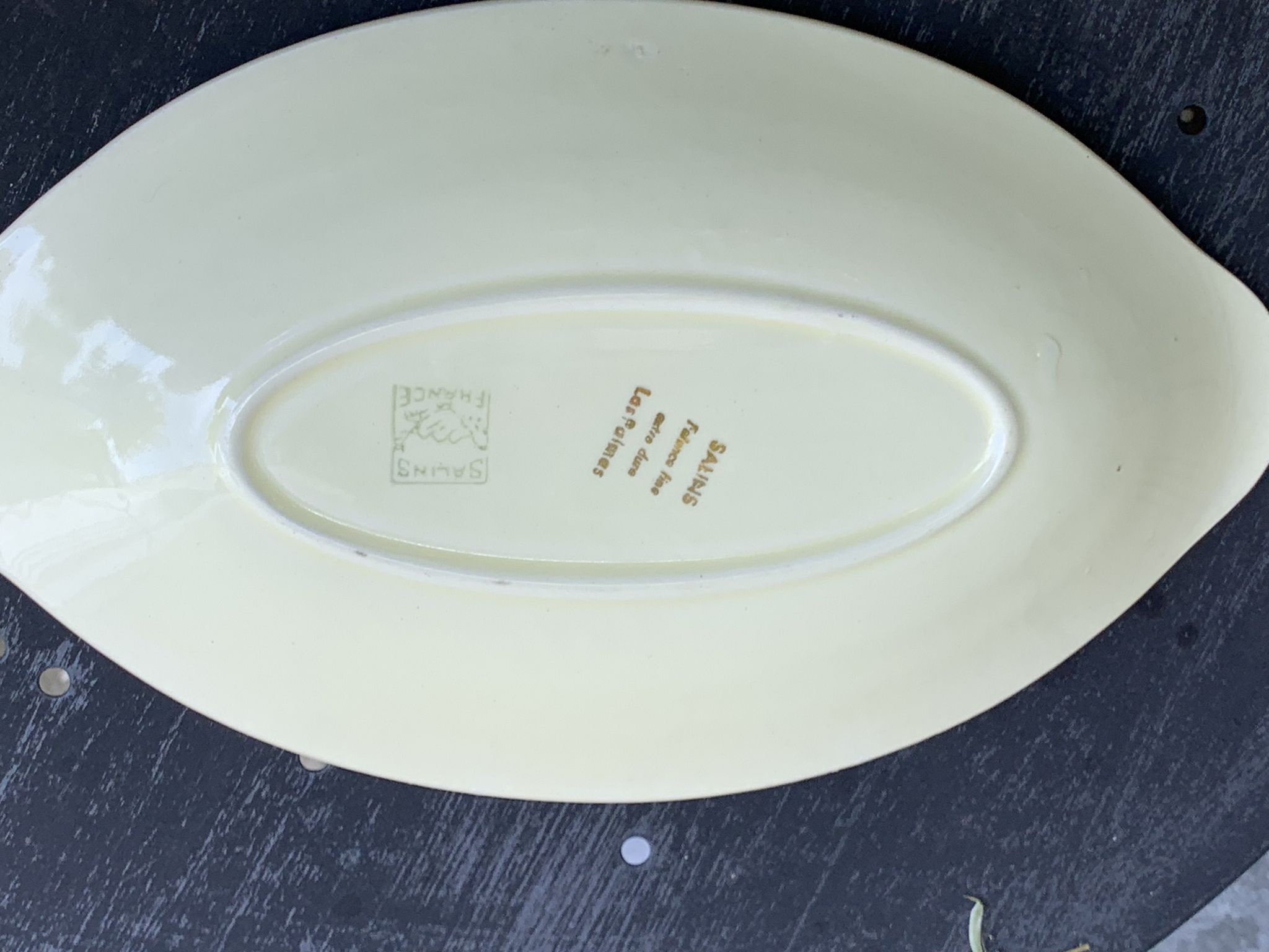 Two serving dishes and a gravy boat model las palmas in fine earthenware salins france vintage
