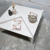 Vintage travertine coffee table published by Roche Bobois