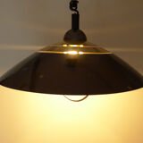 Conical hanging with adjustable height, black and gold metal