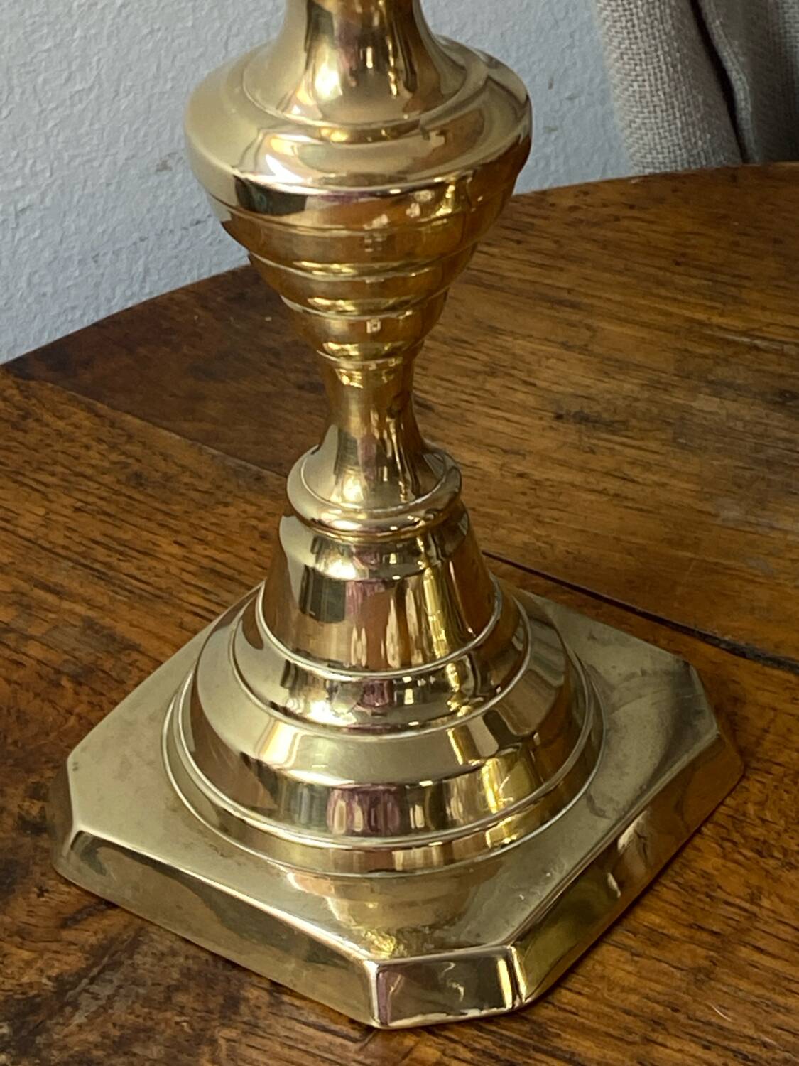 Pair of solid brass candlesticks, Georgian style