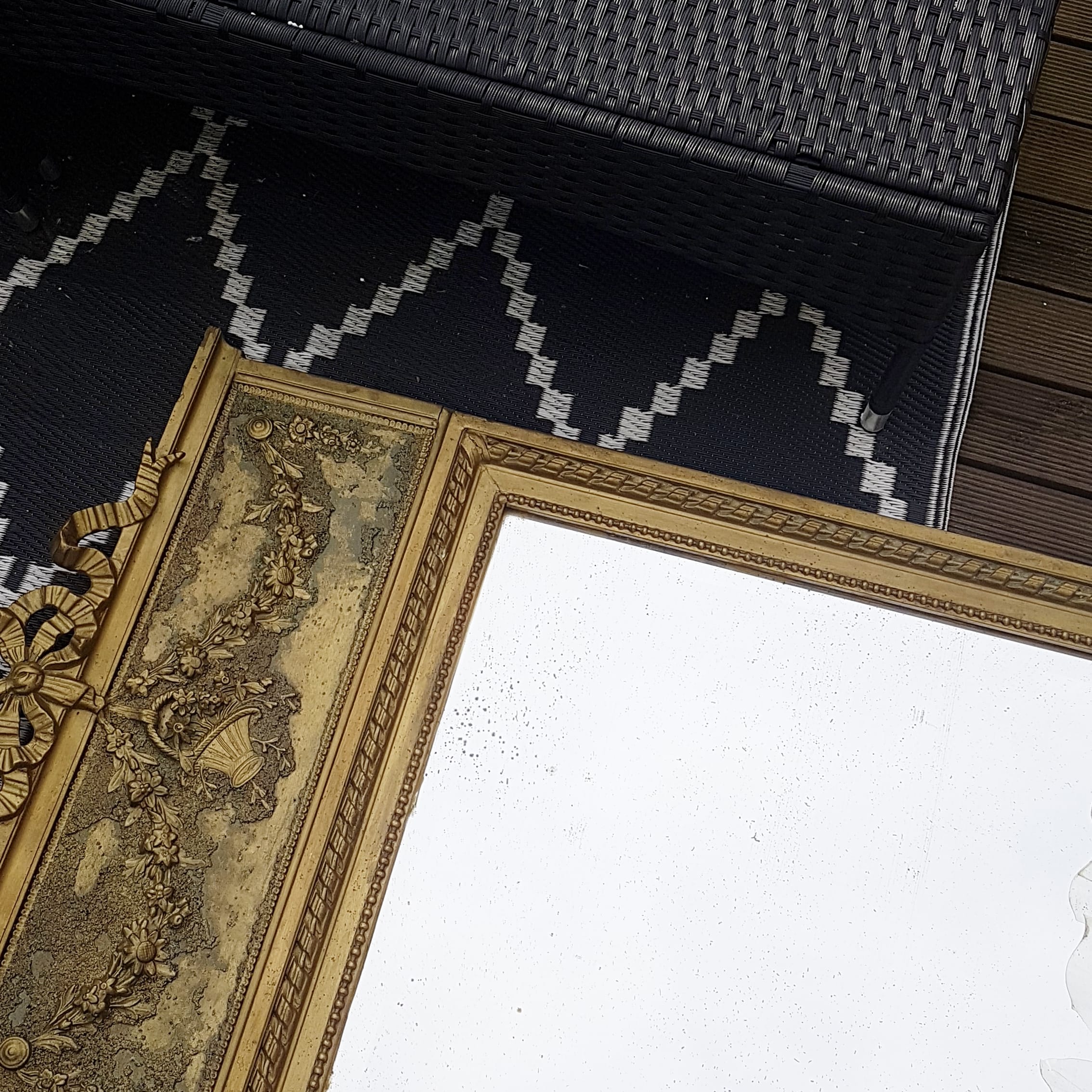 Large early 20th century mirror bevelled 66x128cm