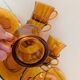 8 Duralex amber glass cups and saucers – France, 1970s