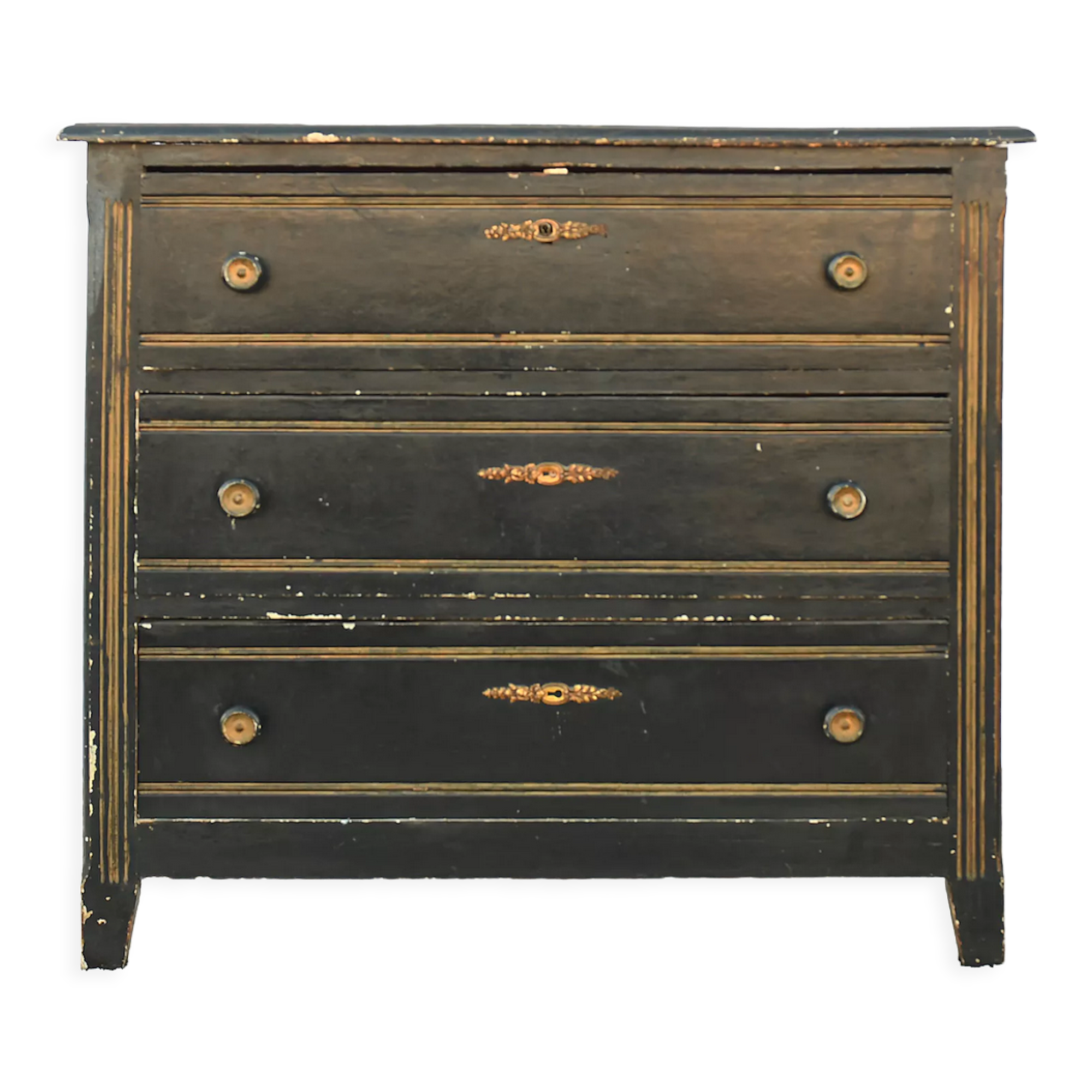 Chest of drawers in black lacquered wood