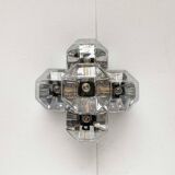 Vintage German wall or ceiling lamp in chrome and glass, space age design by Motoko Ishii for Staff.