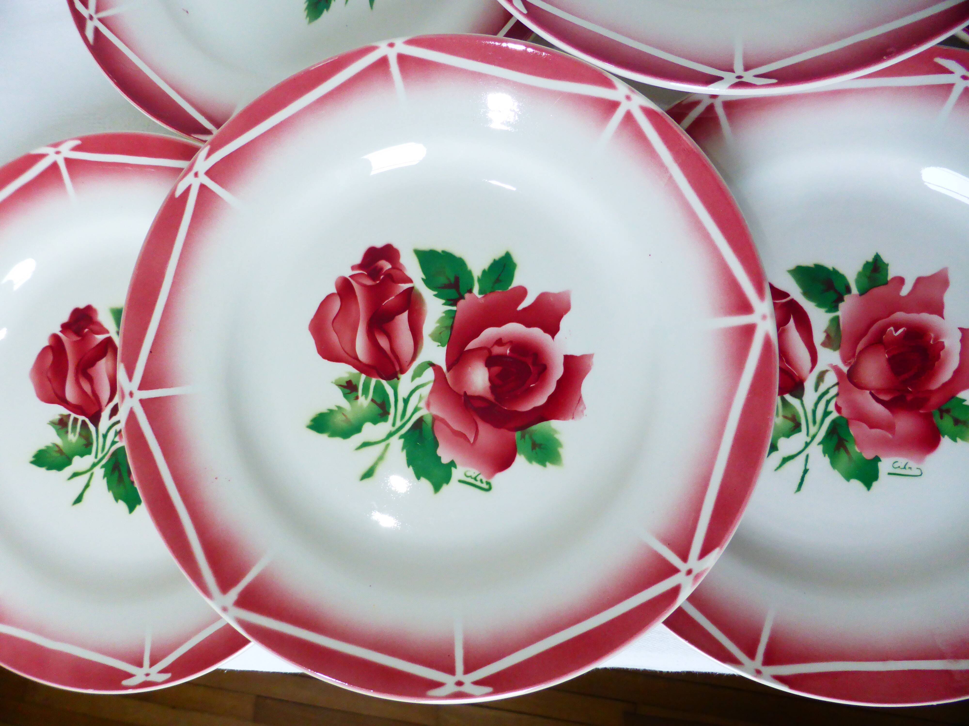 6 assiettes plates vintage de Digoin Sarreguemines modèle Cibon 210365