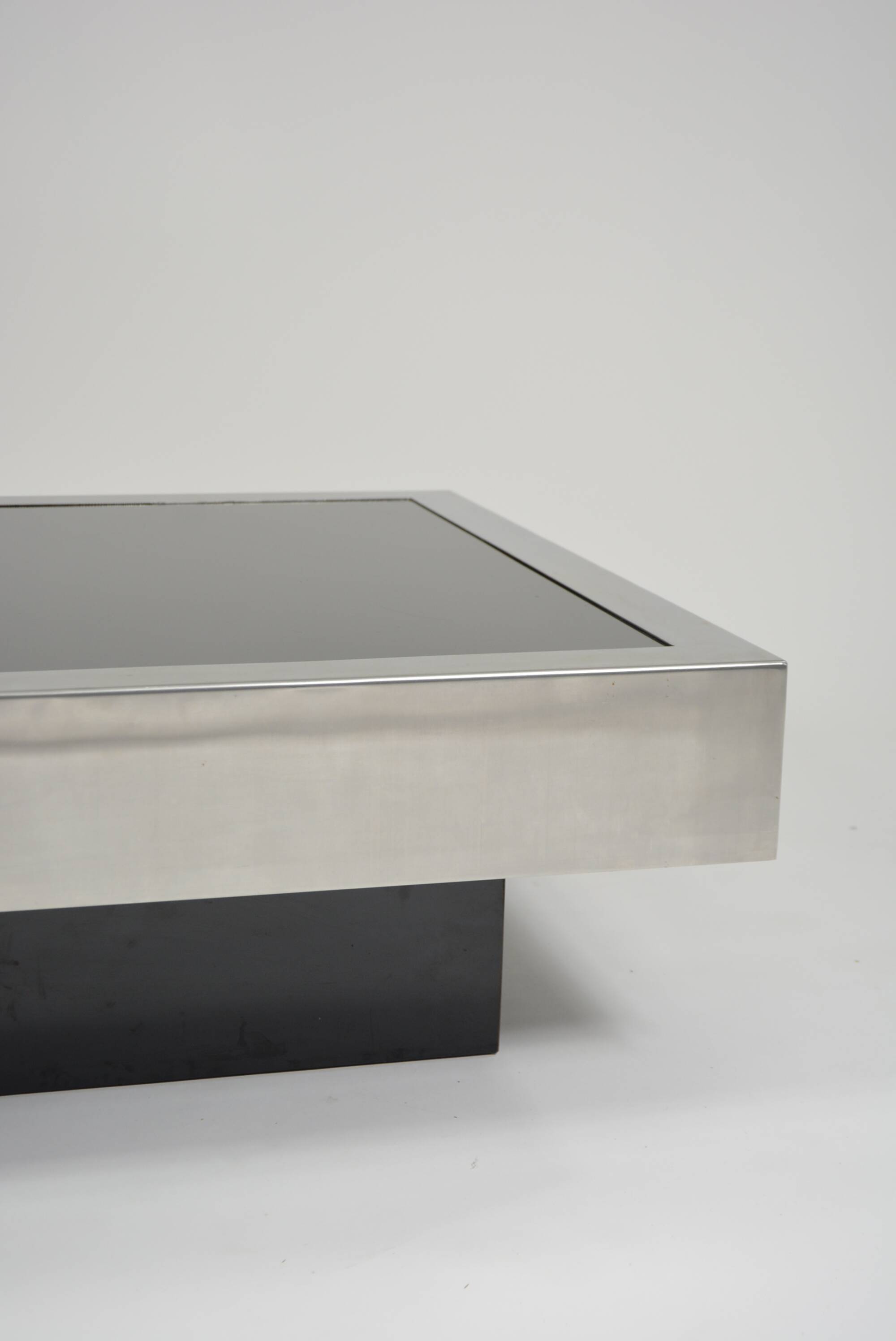 Willy Rizzo style black and chrome coffee table