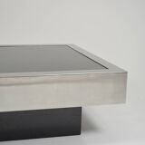 Willy Rizzo style black and chrome coffee table