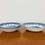 4 Churchill English ironstone soup plates, blue