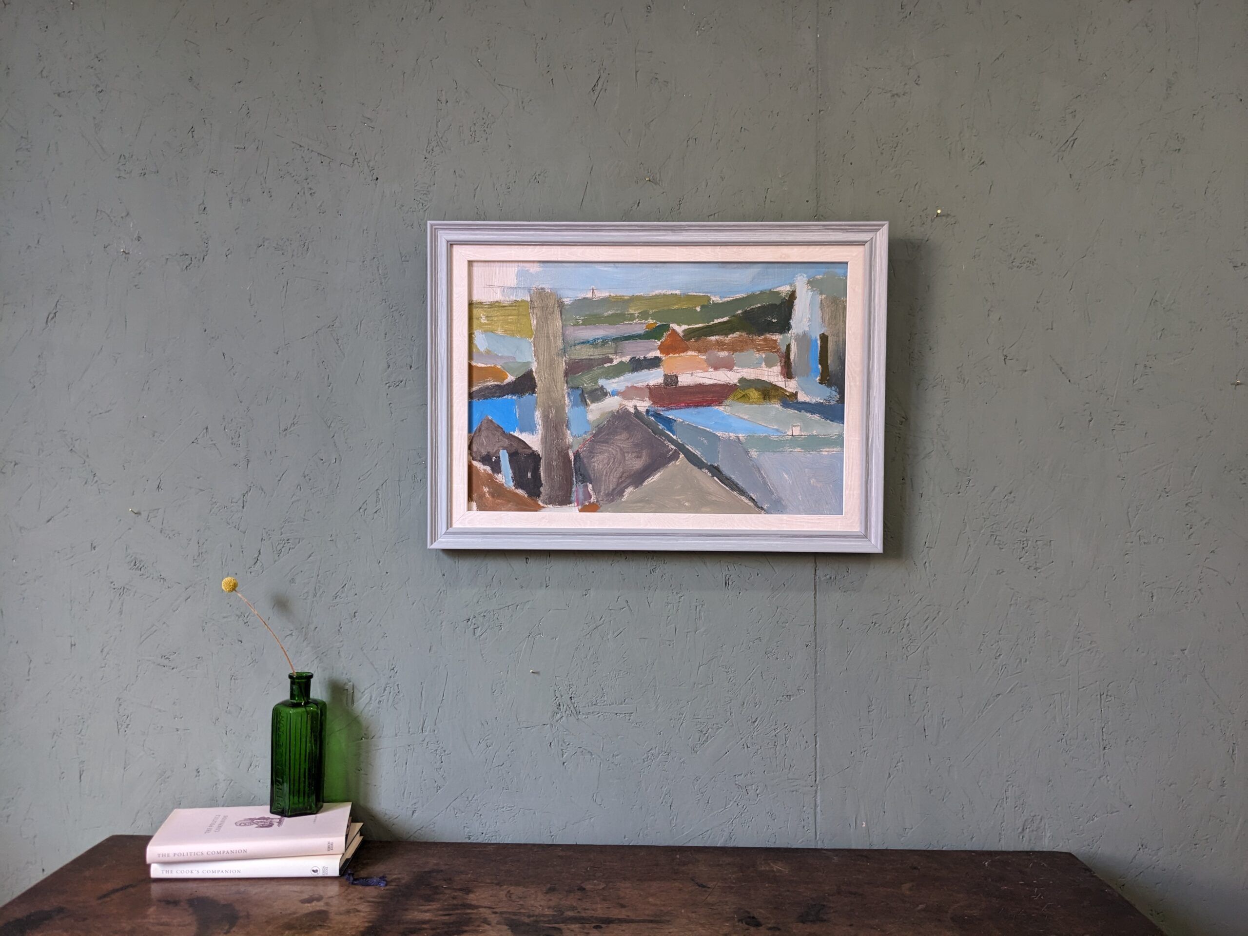 Contemporary "Urban Landscape" Abstract Landscape by British Artist Ian Mood, Framed Oil Painting