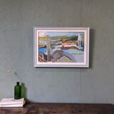 Contemporary "Urban Landscape" Abstract Landscape by British Artist Ian Mood, Framed Oil Painting