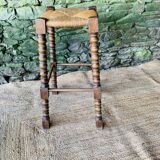 High stool in turned wood