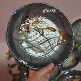 Service d'assiettes à poisson vintage