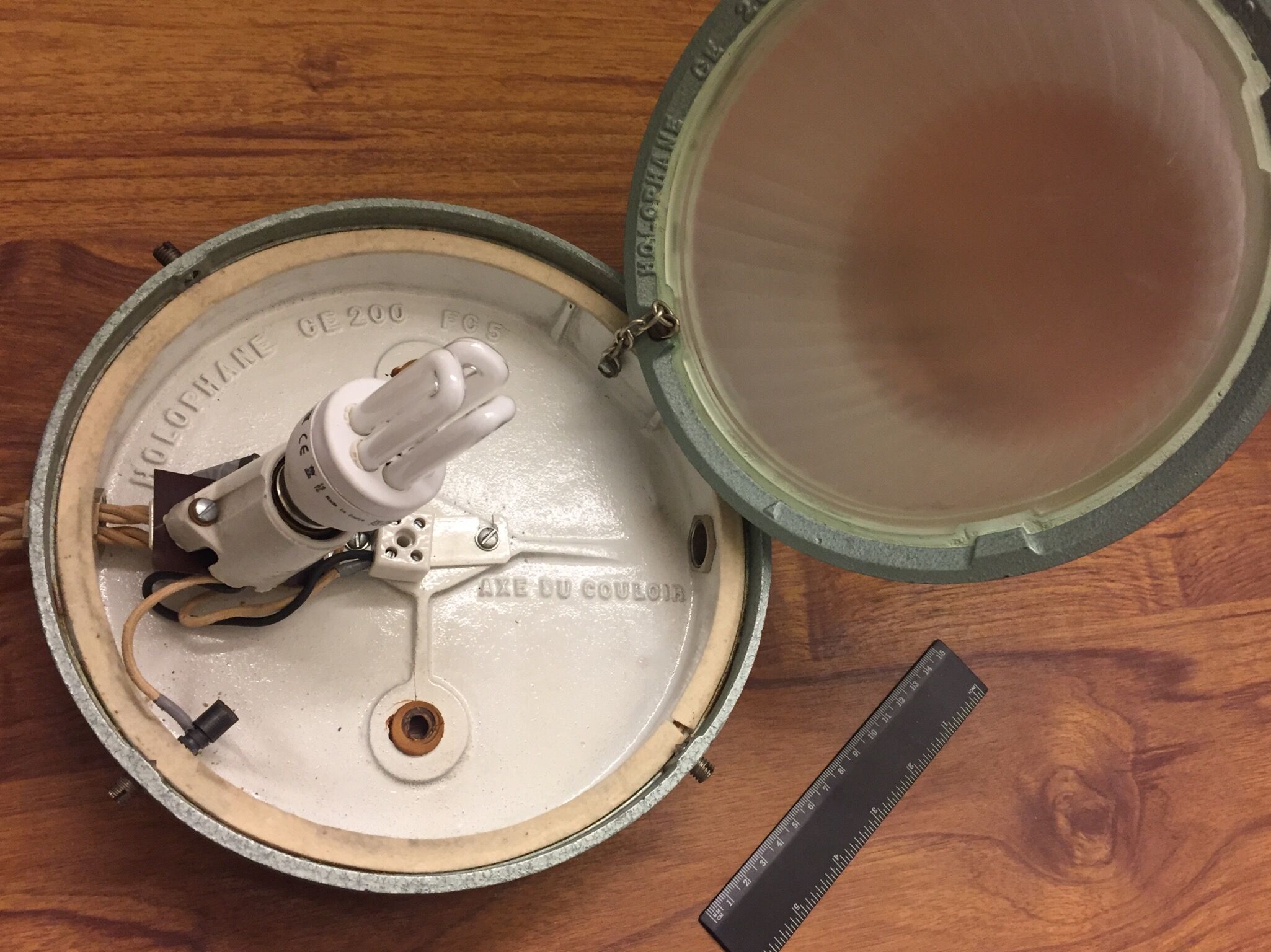 Pair of bedside Holophane with switch lamps PEAR vintage