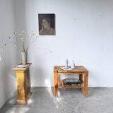 1980 pine wheeled console table