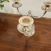 Pair of vintage three-branch silver-plated candlesticks