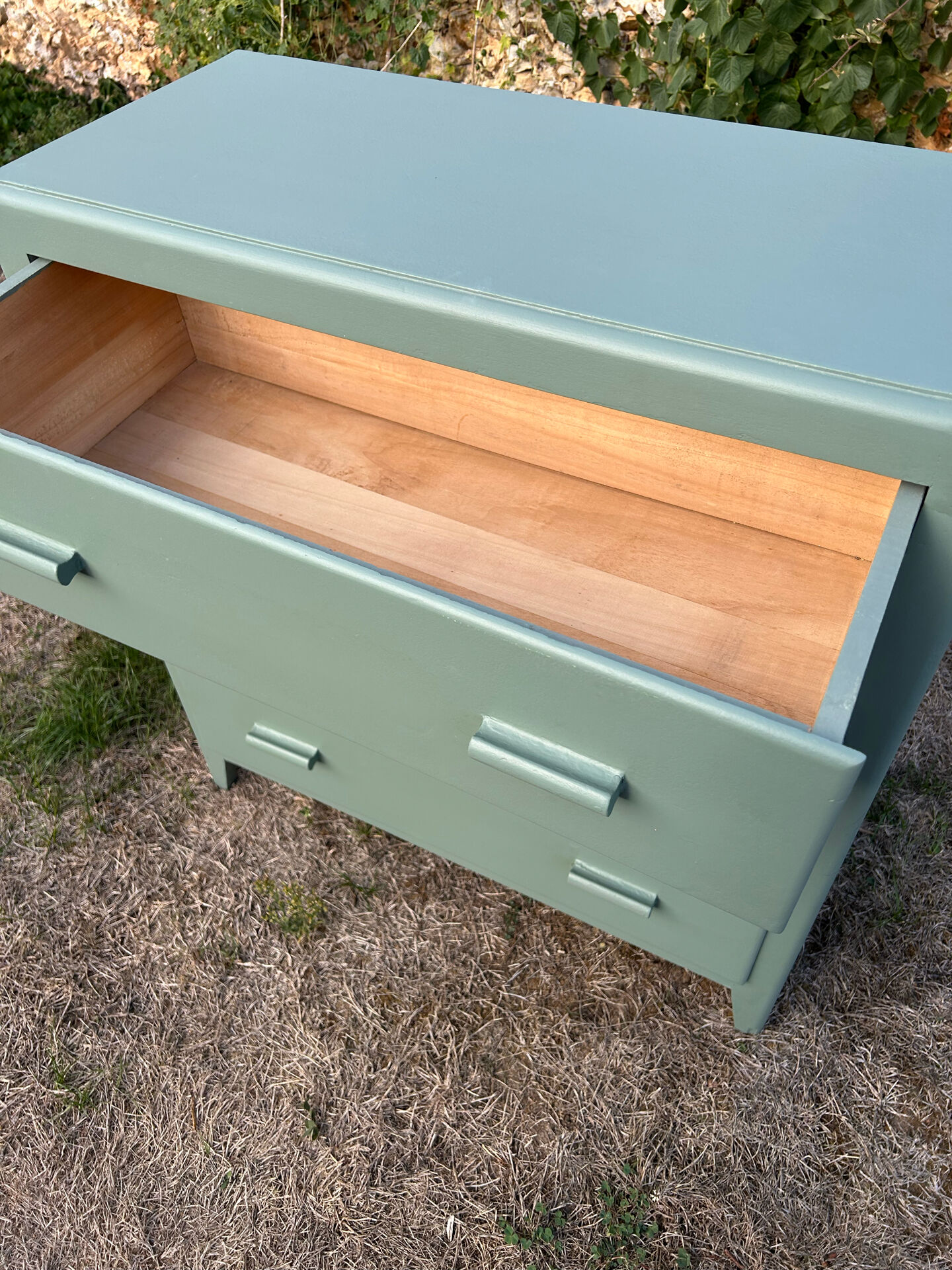 Commode vintage 1950 vert Fumé