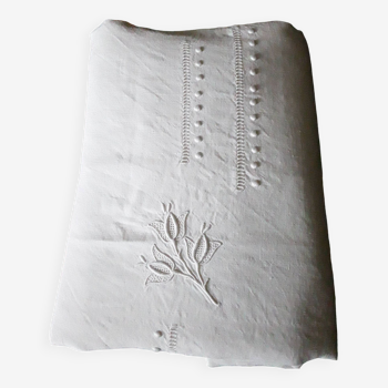 Old embroidered cotton and linen sheet