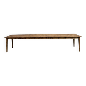 Large XXL farmhouse table in solid pine with 1950s tapered legs.