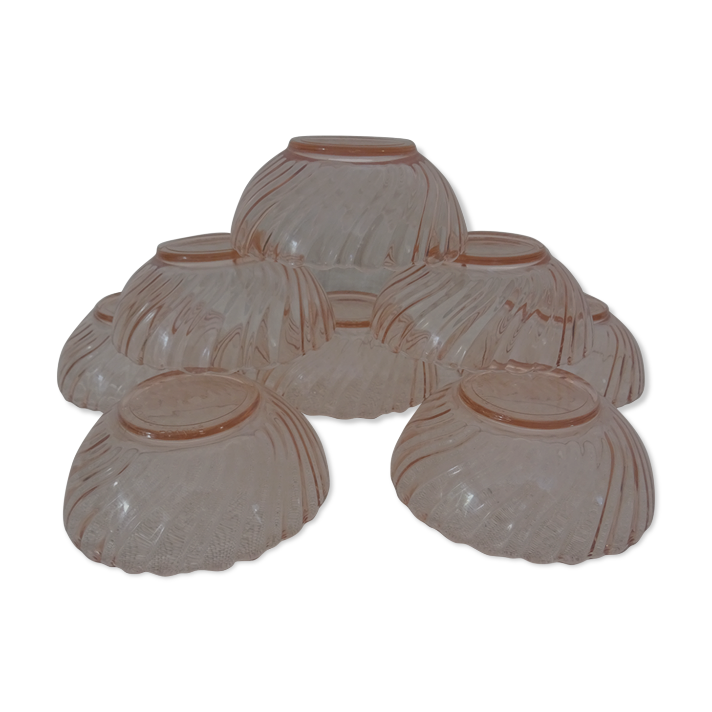 8 rosaline cups arcoroc twisted pink glass