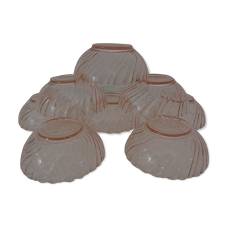 8 rosaline cups arcoroc twisted pink glass