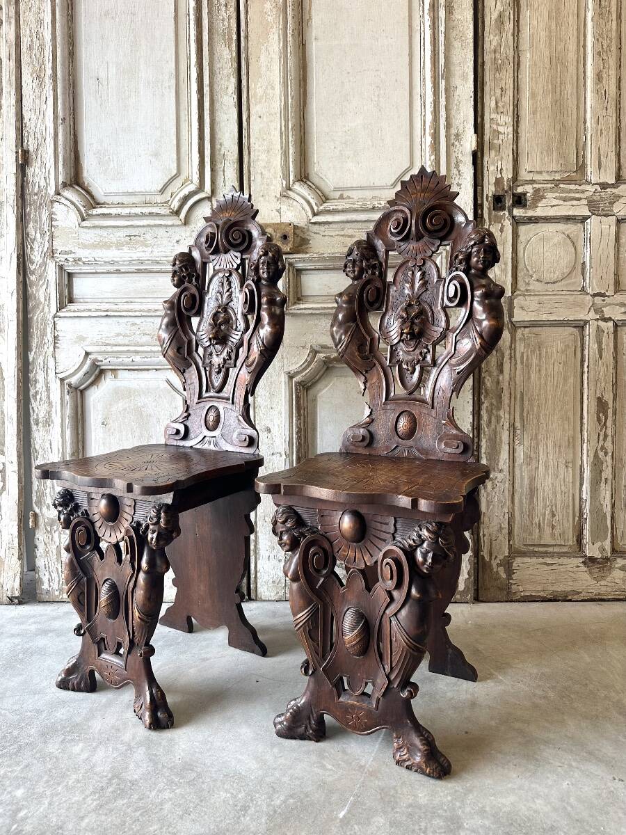Pair of walnut chairs circa 1880