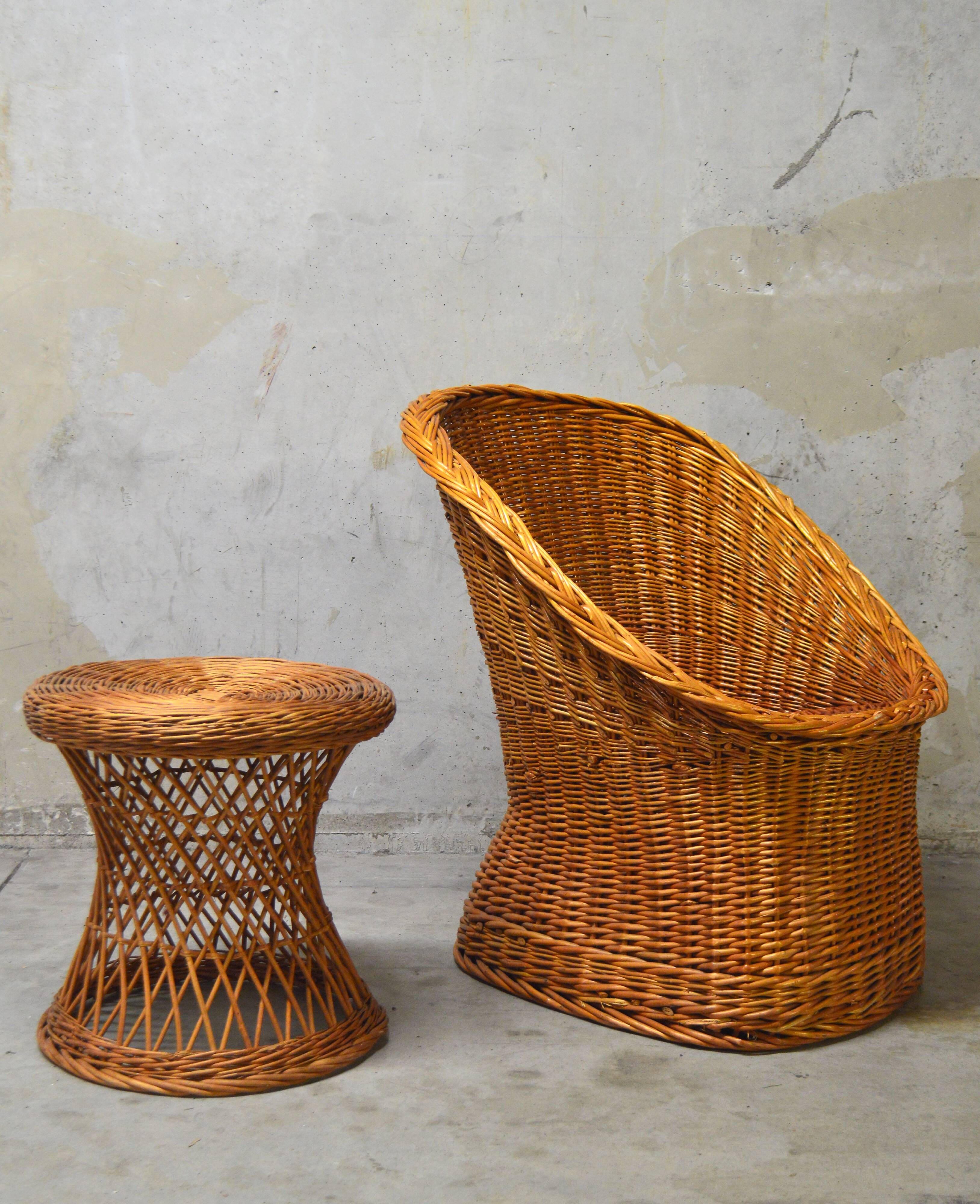 Vintage rattan armchair from the 60s/70s design