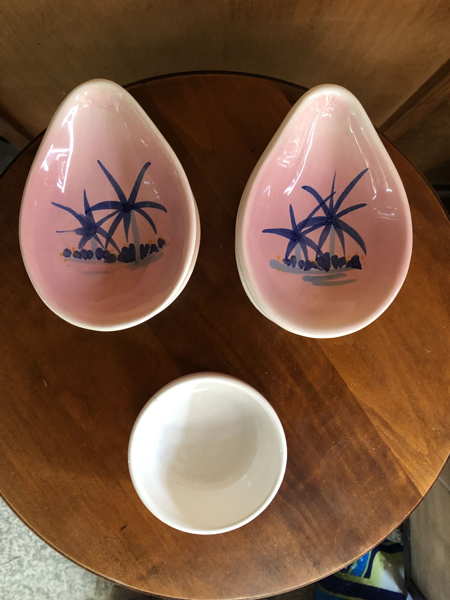 Ancien service apéro vallauris bol & 5 coupelles céramique rose
