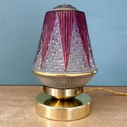 Vintage Art Deco globe table lamp in transparent and purple glass.