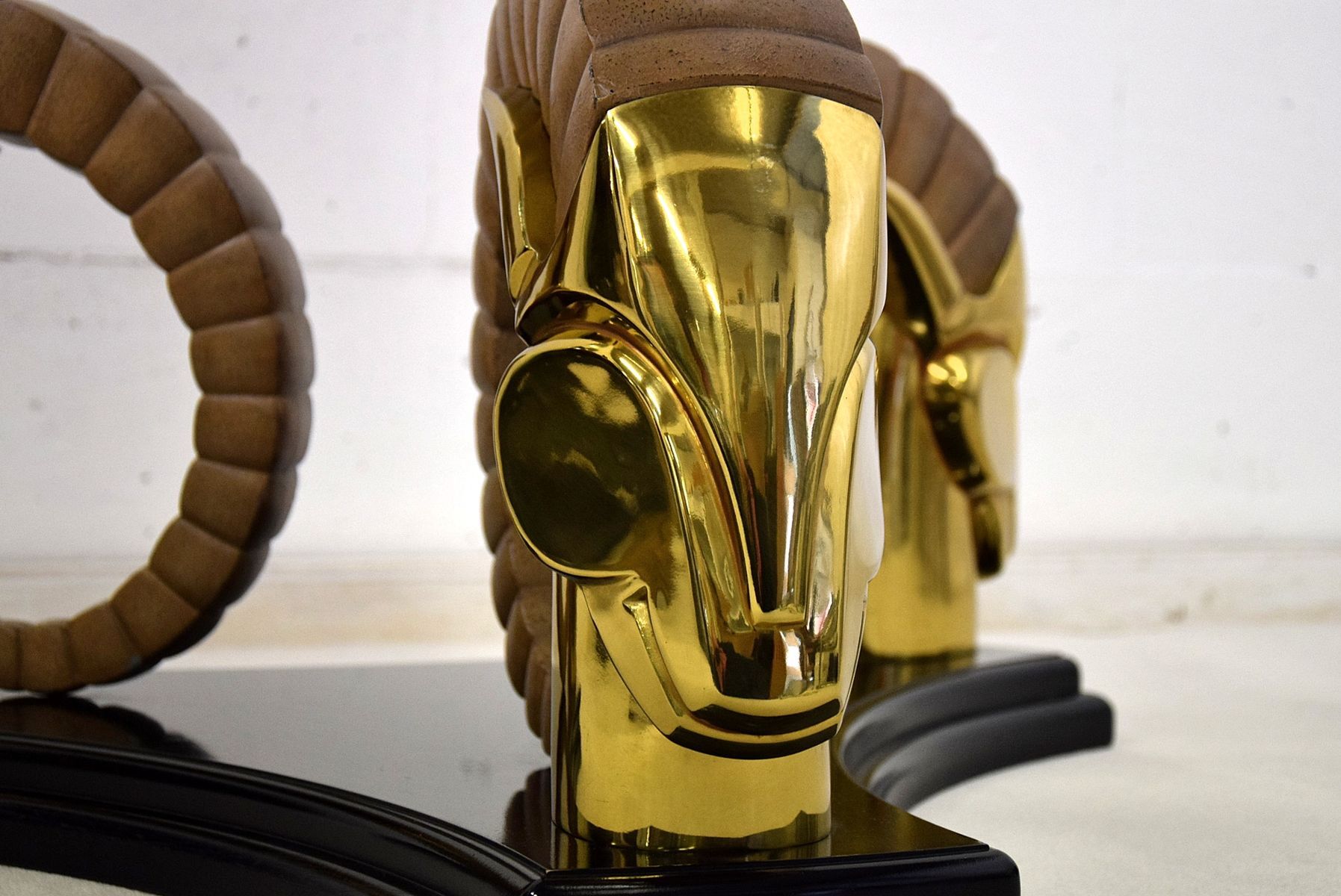 Table low hollywood regency vintage brass and glass