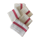 Set of 5 tea towels in ancient mestizos, new condition, with fine red beds