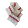 Set of 5 tea towels in ancient mestizos, new condition, with fine red beds