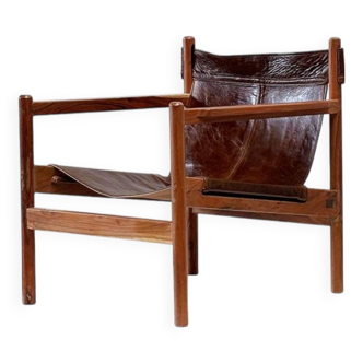 Fauteuil Roxinho en cuir des années 1970 par Michel Arnoult