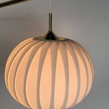 Midcentury extendable brass wall mount with cocoon and sisal shade Lars Schioler, 1960s