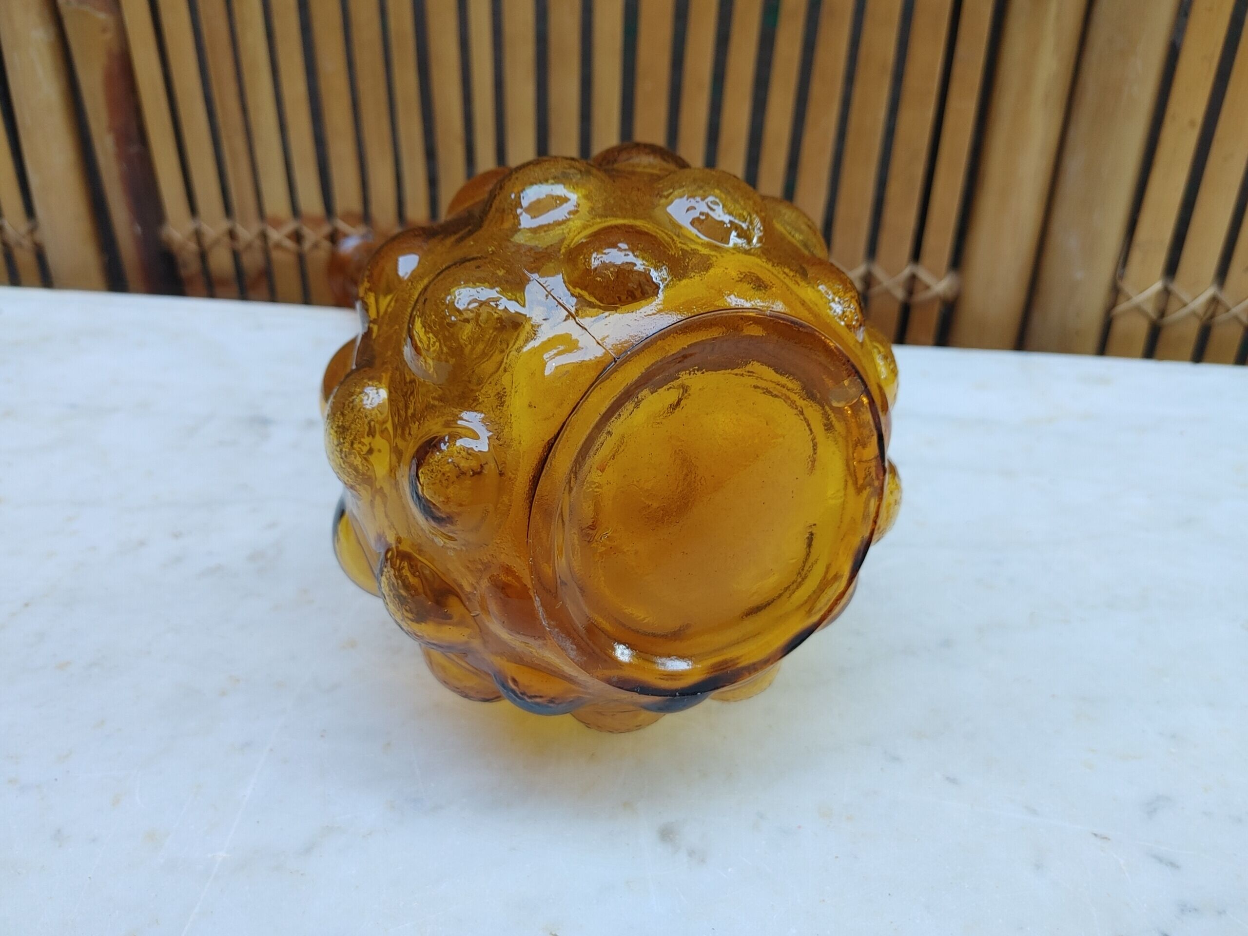 Amber soliflore vase, vintage from the 70's - H 34 cm